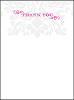 Augustine Damask Letterpress Thank You Card Flat Design Small