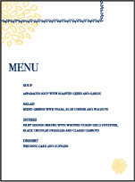Bellini Letterpress Menu Design Small