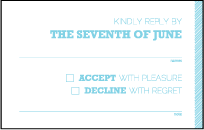 Bold Stripe Letterpress Reply Postcard Front Design Small