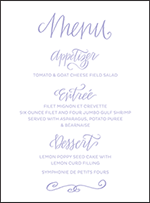 Browning Letterpress Menu Design Small