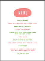 Calder Letterpress Menu Design Small