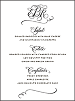 Callaway Letterpress Menu Design Small