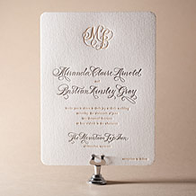 Calligraphy Monogram Letterpress Invitation Design Small