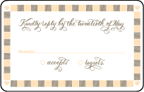 Calligraphy Monogram Letterpress Reply Postcard Front Design Small