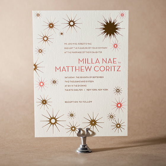 Celeste Letterpress Invitation Design Small