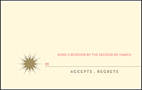 Celeste Letterpress Reply Postcard Front Design Small