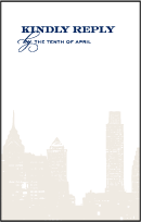 Charmed Philadelphia Letterpress Reply Postcard Front Design Small