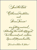 Classic Calligraphy Letterpress Save The Date Design Small