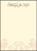 Damask Letterpress Thank You Card Flat Design Small