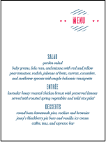 Destination Post Letterpress Menu Design Small