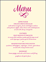 Eleanor Letterpress Menu Design Small