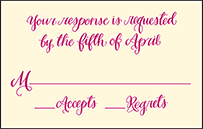 Eleanor Letterpress Reply Postcard Front Design Small