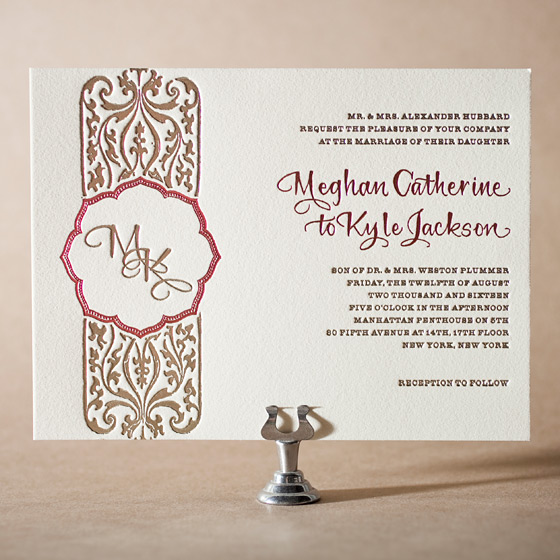 Elegant Monogram Letterpress Invitation Design Small