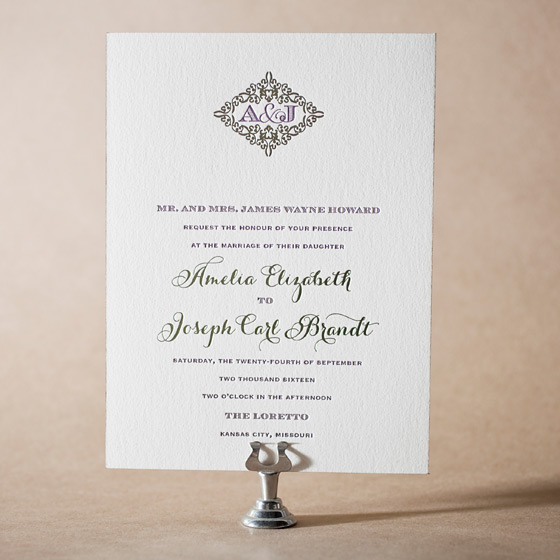 Filigree Letterpress Invitation Design Small