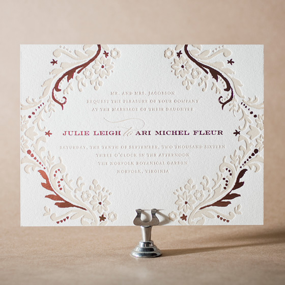 Fleur Letterpress Invitation Design Small