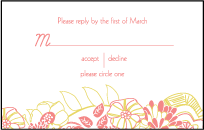 Floral Wreath Letterpress Reply Postcard Front Design Small