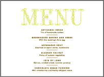 Garden Vine Letterpress Menu Design Small