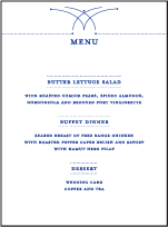 Harp Letterpress Menu Design Small