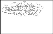 Hayes Calligraphy Letterpress Reply Postcard Front Design Small