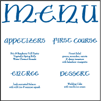 Julian Calligraphy Letterpress Menu Design Small