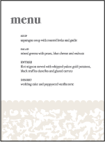 Lush Letterpress Menu Design Small