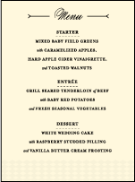 Measurement Letterpress Menu Design Small