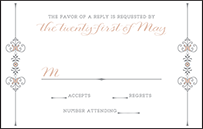 Melodie Frame Letterpress Reply Postcard Front Design Small