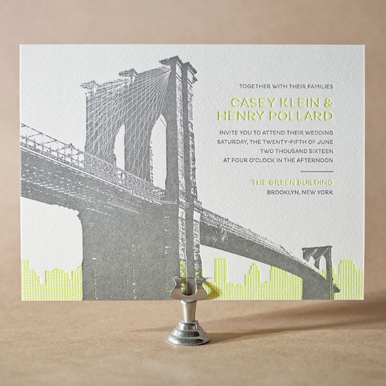 Modern Brooklyn Letterpress Invitation Design Small