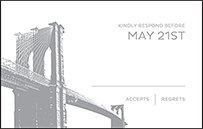 Modern Brooklyn Letterpress Reply Postcard Front Design Small