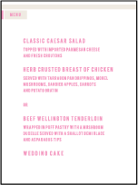 New Horizon Letterpress Menu Design Small