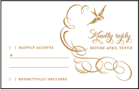 Ornate Flourish Letterpress Reply Postcard Front Design Small