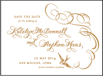 Ornate Flourish Letterpress Save The Date Design Small
