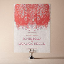 Peacock Feathers Letterpress Invitation Design Small