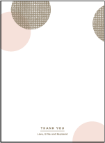 Polka Stripe Letterpress Thank You Card Flat Design Small