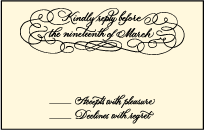 Revival Calligraphy Letterpress Reply Postcard Front Design Small