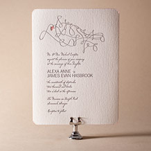 Ribbon Heart Letterpress Invitation Design Small