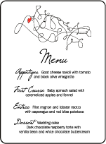Ribbon Heart Letterpress Menu Design Small