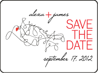 Ribbon Heart Letterpress Save The Date Design Small