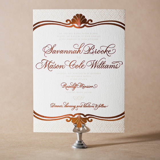 Rosecliff Letterpress Invitation Design Small
