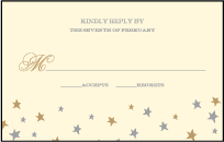 Royal Night Letterpress Reply Postcard Front Design Small