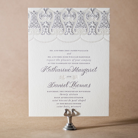 Royal Valance Letterpress Invitation Design Small