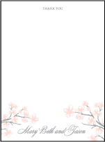 Sakura Letterpress Thank You Card Flat Design Small
