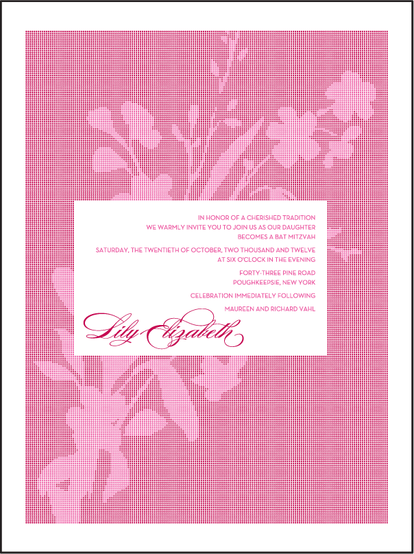 Serenade Letterpress Bat Mitzvah Design Small