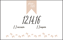 Simple Bow Letterpress Reply Postcard Front Design Small