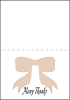 Simple Bow Letterpress Thank You Card Fold Design Small