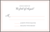 Simple Stripes Letterpress Reply Postcard Front Design Small