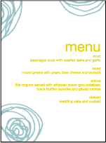 Spinnerette Letterpress Menu Design Small