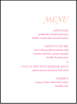 Storybook Romance Letterpress Menu Design Small