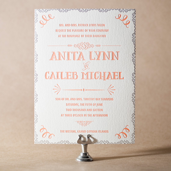 Surfside Letterpress Invitation Design Small