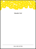Sweet Daisy Letterpress Thank You Card Flat Design Small